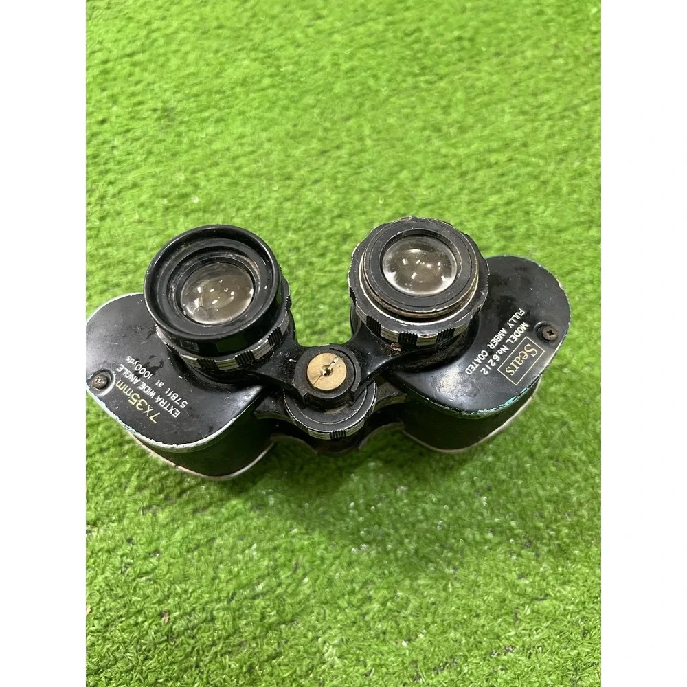 Vintage Sears Discoverer Binoculars 6212 in Case Black Extra Wide Angle 7x35